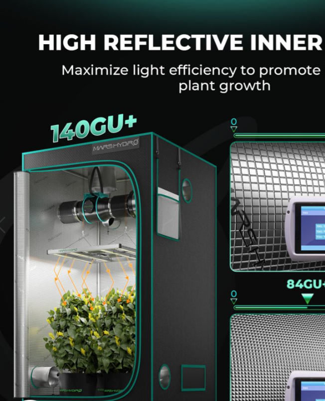 Mars Hydro 2.3’×2.3′-70/70/160cm Indoor Grow Tent – Compact 1680D Oxford & 98% Reflective Mylar for Efficient Home Growing