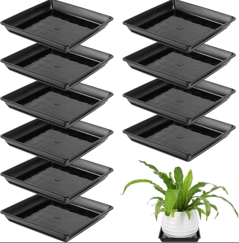 Square and round plant saucers