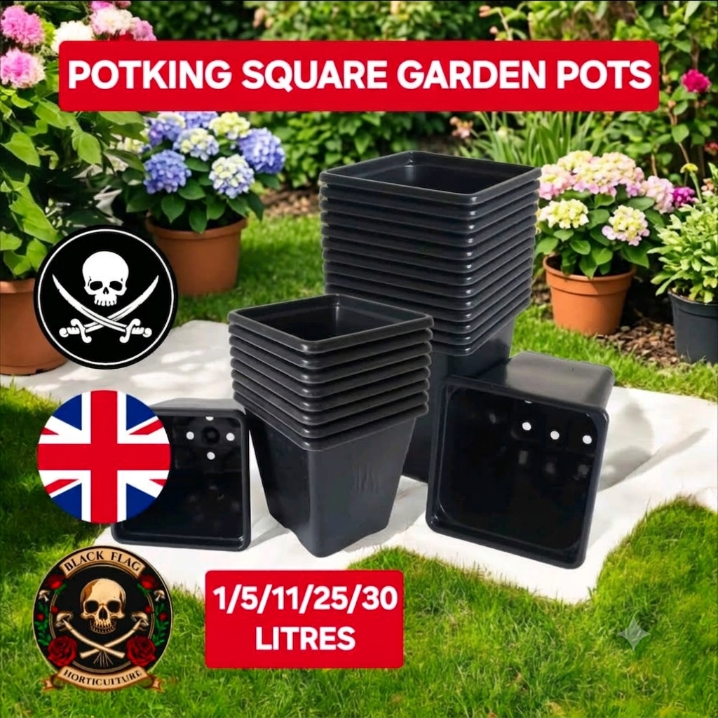POTKING SQUARE POTS Gardening Plant Pots Hydroponics Drainage Holes 1L To 30L