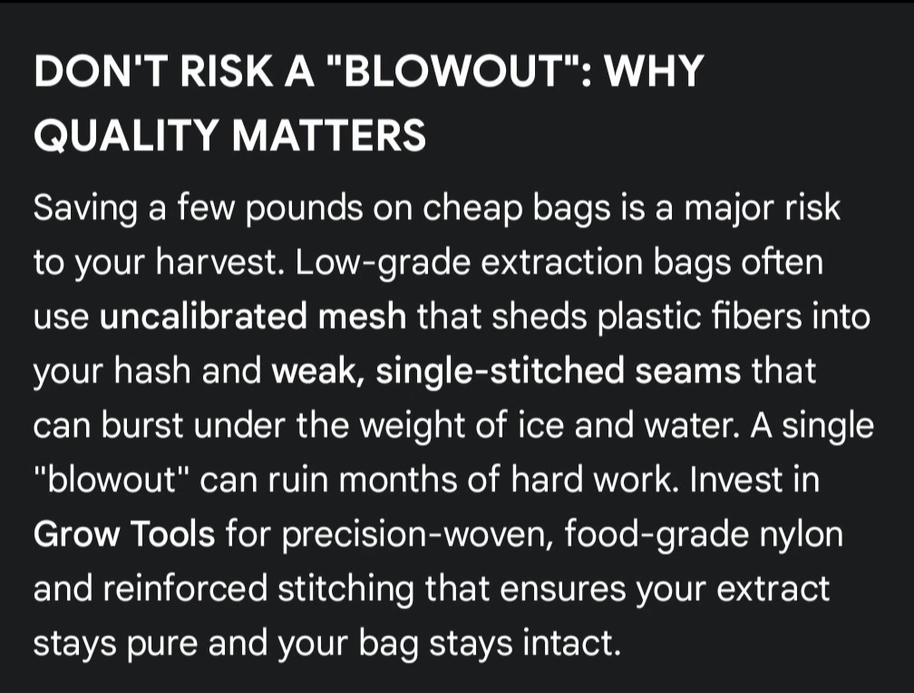 Grow Tools - Bubble Bags - Separate Leaves Herbs & Essential Oils