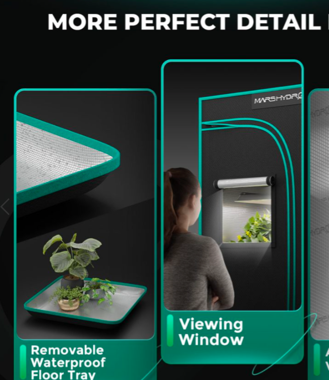 Mars Hydro 2.3’×2.3′-70/70/160cm Indoor Grow Tent – Compact 1680D Oxford & 98% Reflective Mylar for Efficient Home Growing