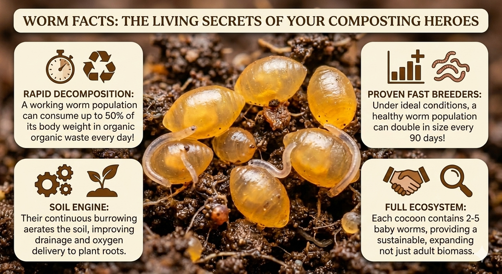 Live Composting Worm Eggs & Cocoons - Mixed Tiger/Dendra Starter Culture in Soil