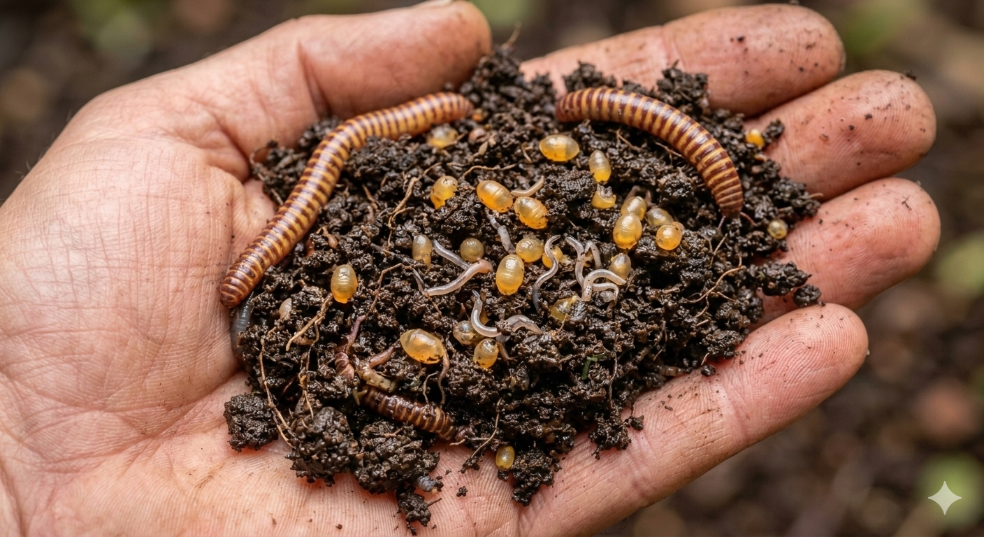 Live Composting Worm Eggs & Cocoons - Mixed Tiger/Dendra Starter Culture in Soil