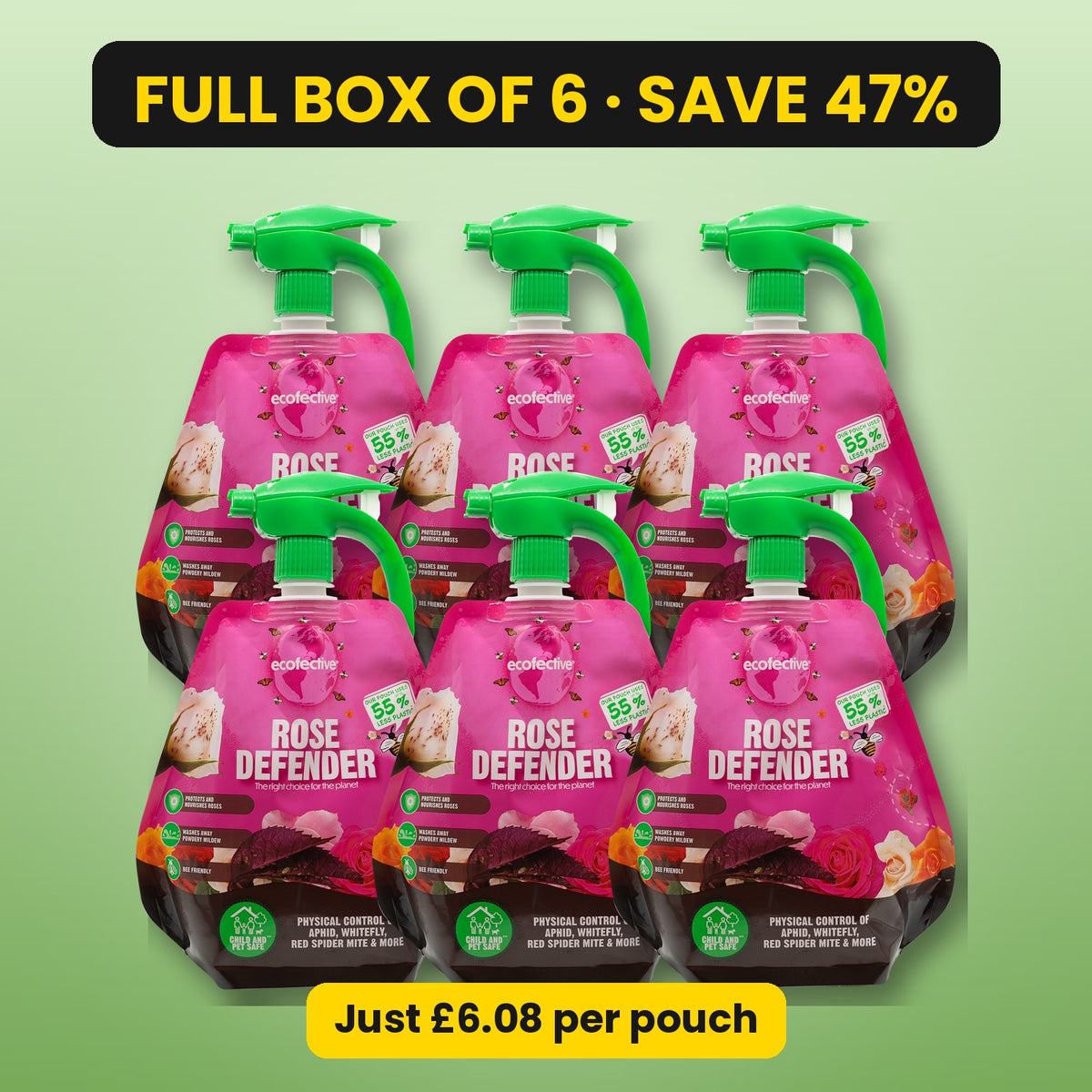 ecofective Rose Defender 1L spray – full box of 6, save 47%