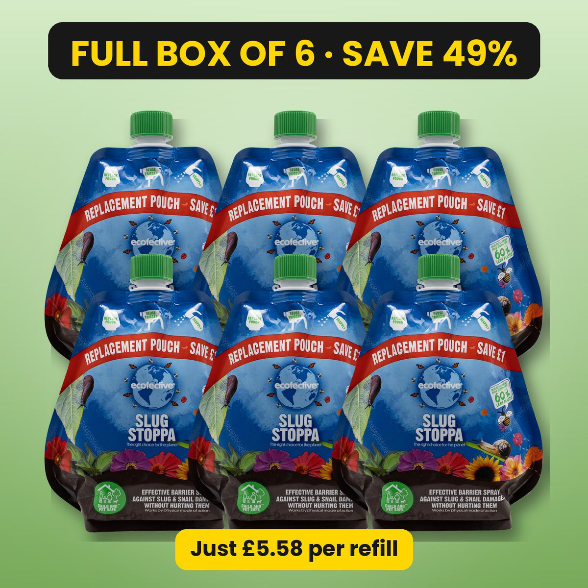 ecofective Slug Stoppa 1L refill pouch – full box of 6, save 49%