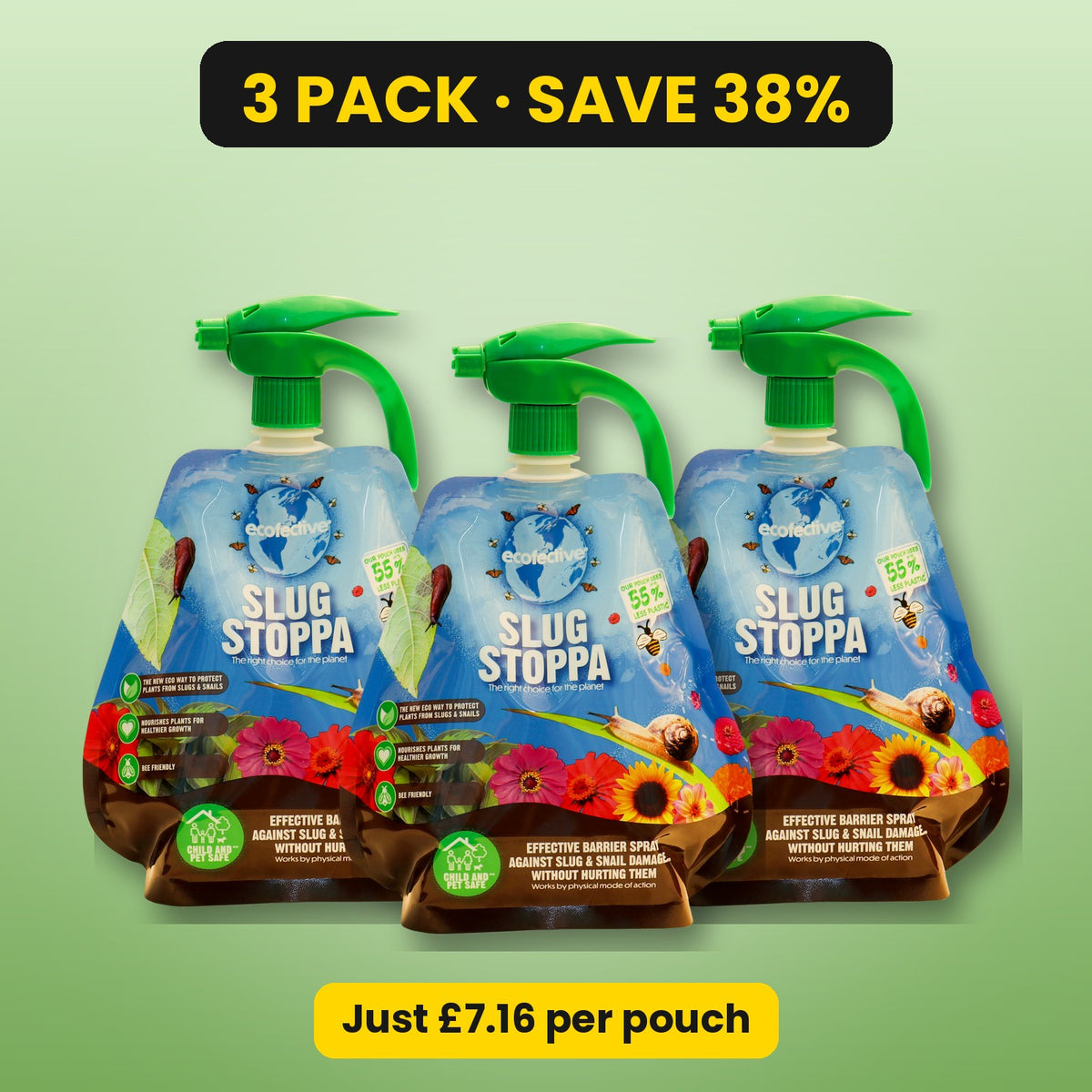 ecofective Slug Stoppa 1L spray – 3 pack, save 38%