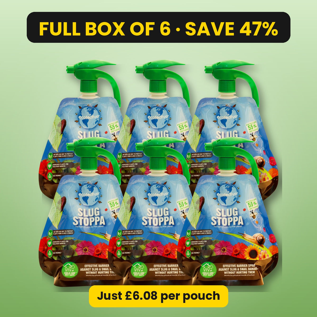 ecofective Slug Stoppa 1L spray – full box of 6, save 47%